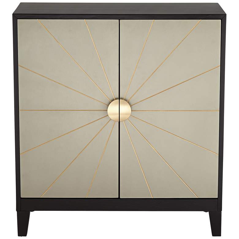 Hermes 35 1/4&quot; Wide Gray and Gold Wooden 2-Door Cabinet more views