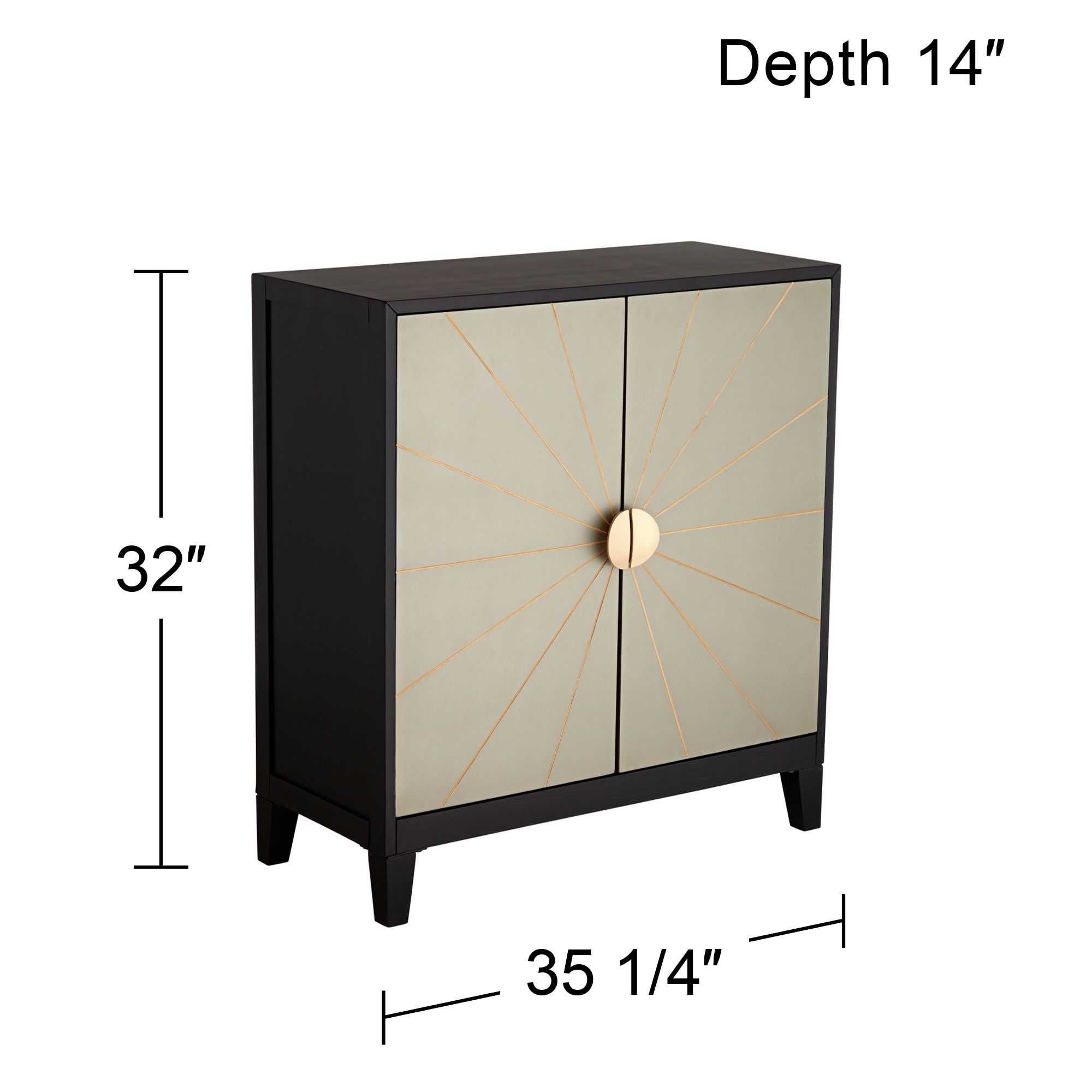 Hermes 35 1/4" Wide Gray and Gold Wooden 2-Door Cabinet