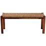 Hermes Natural Seagrass Walnut Brown Wood Rectangular Bench