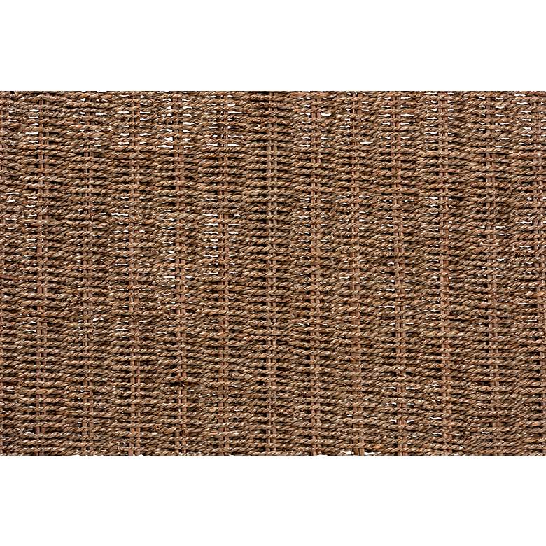 Image 6 Hermes Natural Seagrass Walnut Brown Wood Rectangular Bench more views
