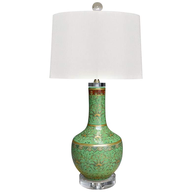 Image 1 Hermit Berry Green Porcelain and Gold Leaf Table Lamp