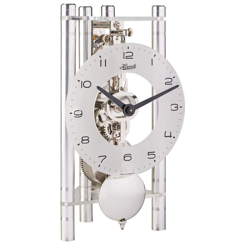 Image 1 Hermle 7 1/2" High Silver Dial Mechanical Motion Table Clock