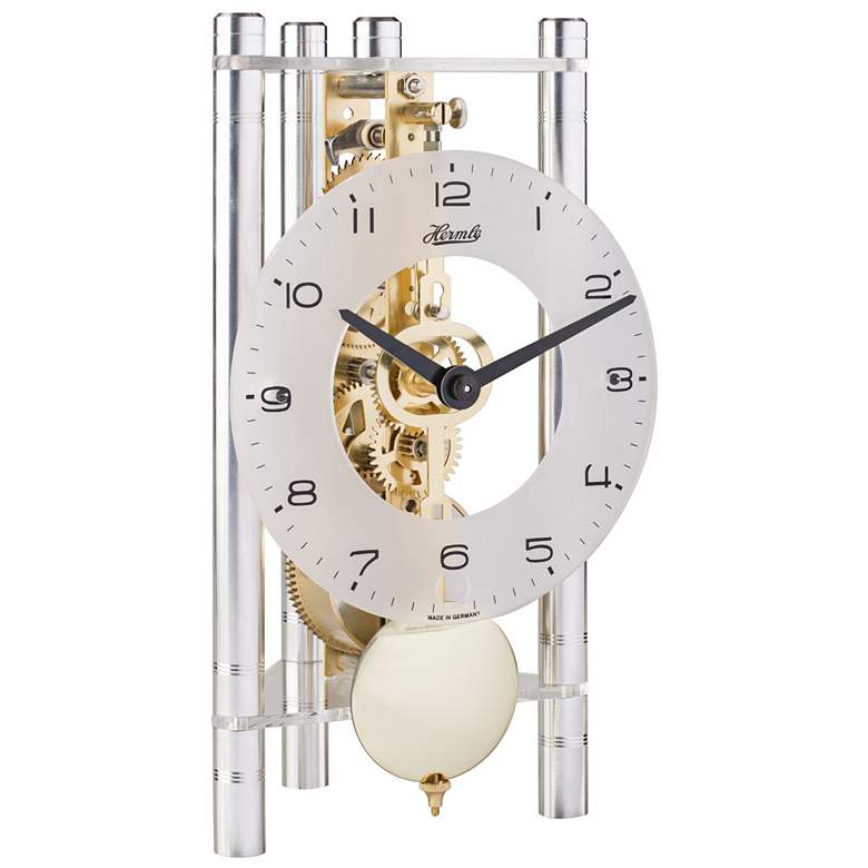 Image 1 Hermle Lakin 7 1/2" High Silver Brass Pendulum Table Clock