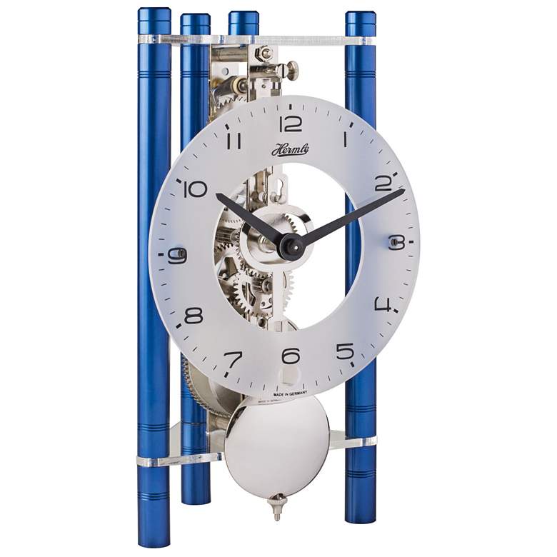 Image 1 Hermle Lakin Blue 7 1/2" High Triangular Table Clock