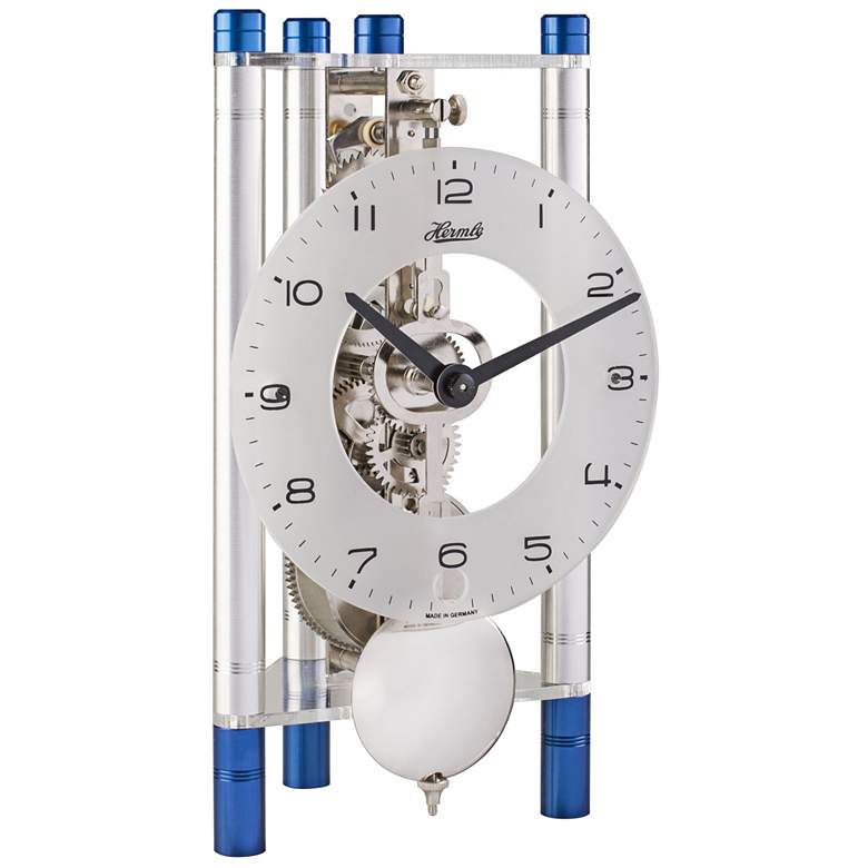 Image 1 Hermle Lakin Blue and Silver 7 1/2"H Triangular Table Clock