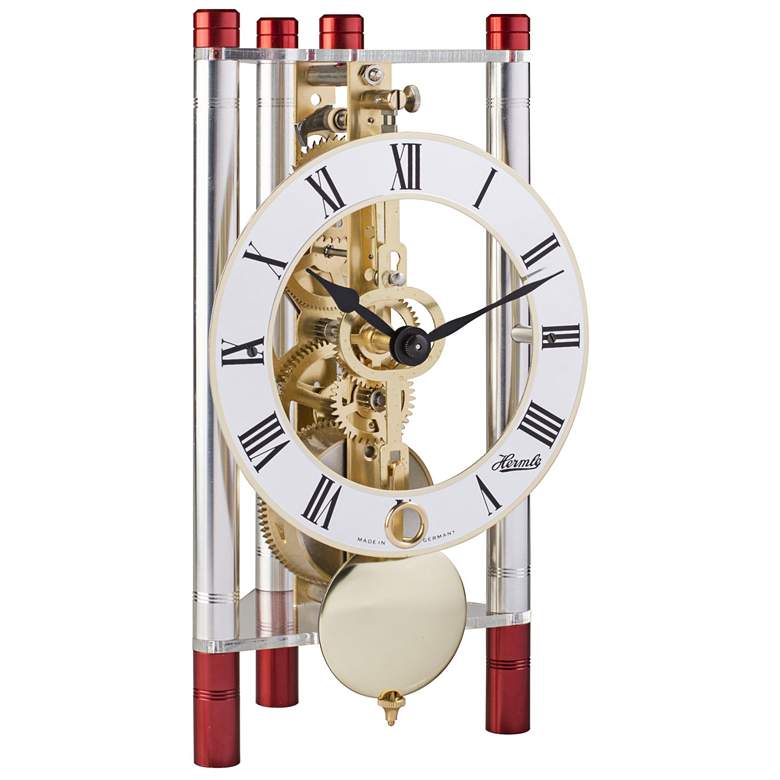 Image 1 Hermle Lakin Red and Silver 7 1/2"H Triangular Table Clock