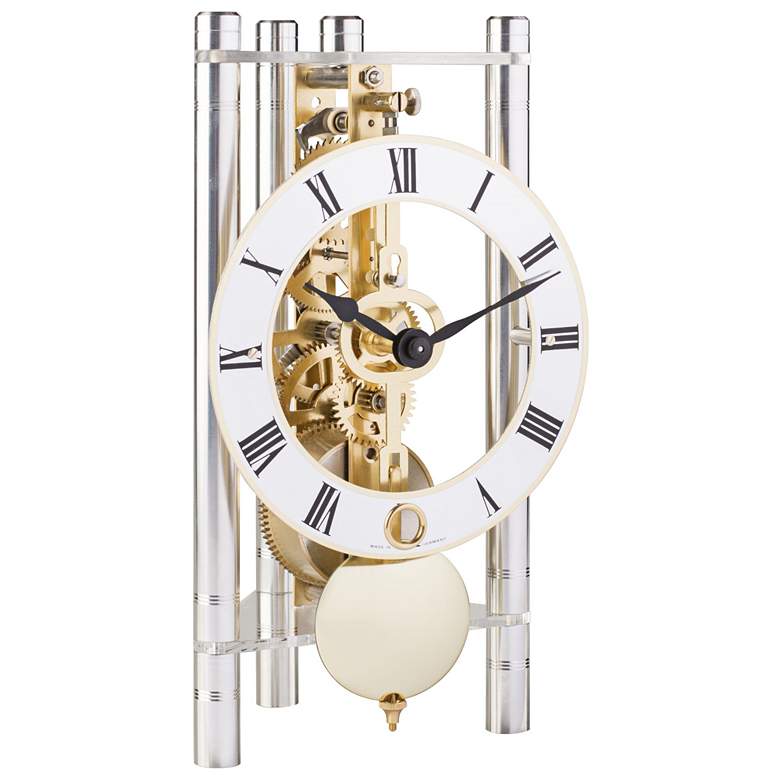 Image 1 Hermle Lakin Silver w/ Roman Metal Dial 7 1/2 inchH Table Clock