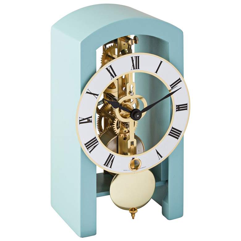 Image 1 Hermle Patterson Light Blue 7 inch High Table Clock