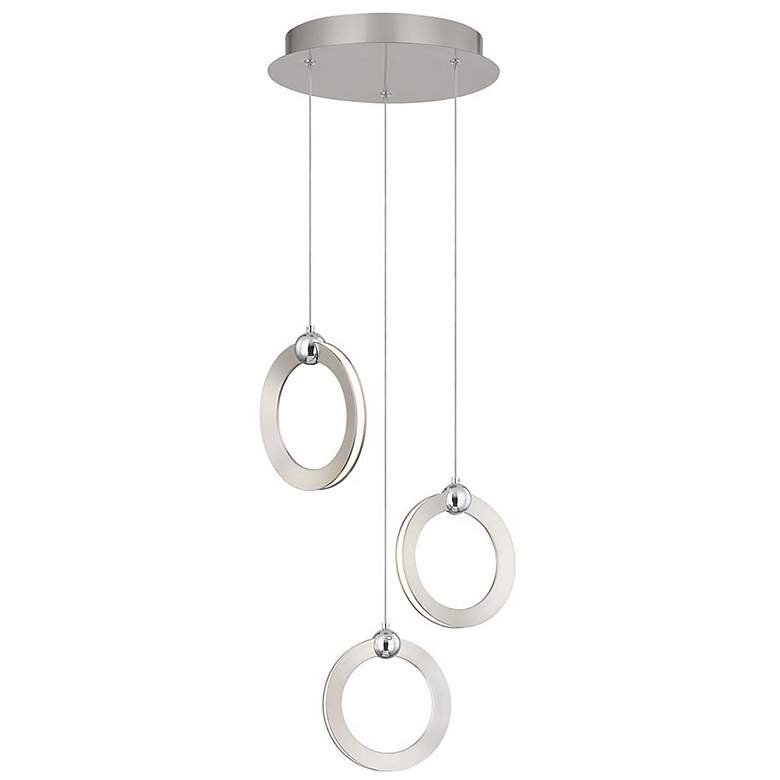 Image 1 Hermosa 11.75"W 3.Light Chrome Accented Brushed Nickel LED Multi-Penda