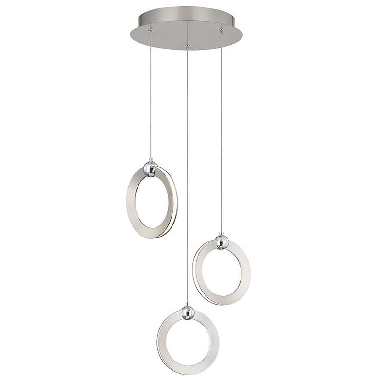 Image 1 Hermosa 11.75 inchW 3.Light Chrome Accented Brushed Nickel LED Multi-Penda