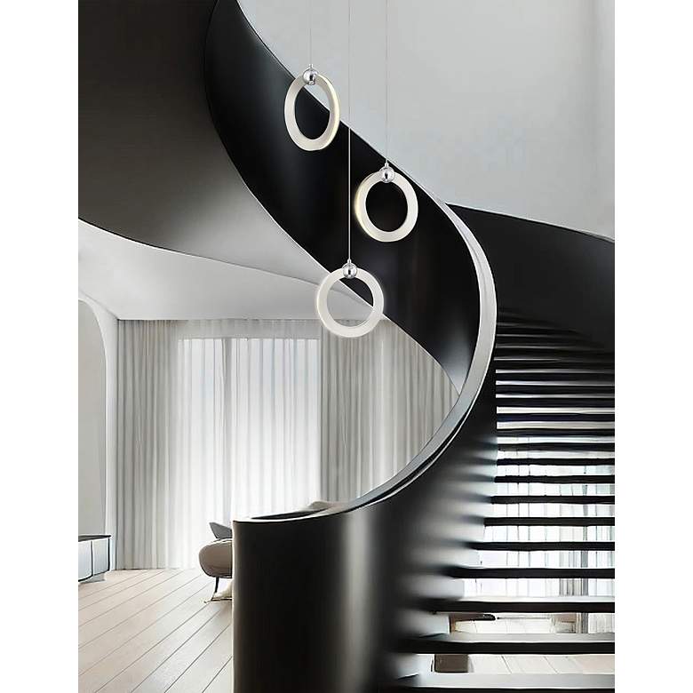 Image 3 Hermosa 11.75"W 3.Light Chrome Accented Brushed Nickel LED Multi-Penda more views