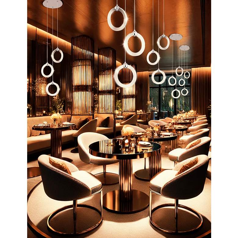 Image 4 Hermosa 11.75"W 3.Light Chrome Accented Brushed Nickel LED Multi-Penda more views