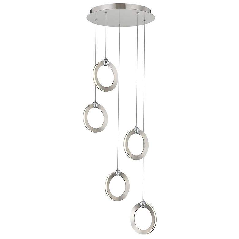 Image 2 Hermosa 15.5" Wide 5.Light Chrome Accented Brushed Nickel LED Multi-Pe