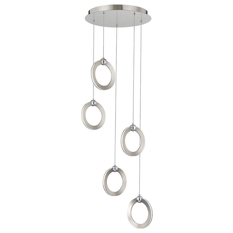 Image 3 Hermosa 15.5" Wide 5.Light Chrome Accented Brushed Nickel LED Multi-Pe more views