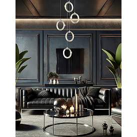 Image5 of Hermosa 15.5" Wide 5.Light Chrome Accented Brushed Nickel LED Multi-Pe more views