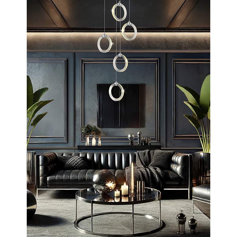 Image 5 Hermosa 15.5" Wide 5.Light Chrome Accented Brushed Nickel LED Multi-Pe more views