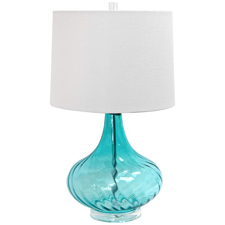 Image 1 Hermosa 24 inch Light Blue Glass Table Lamp