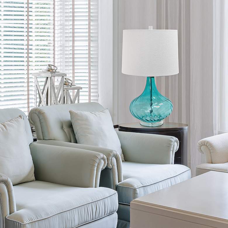 Image 2 Hermosa 24" Light Blue Glass Table Lamp more views