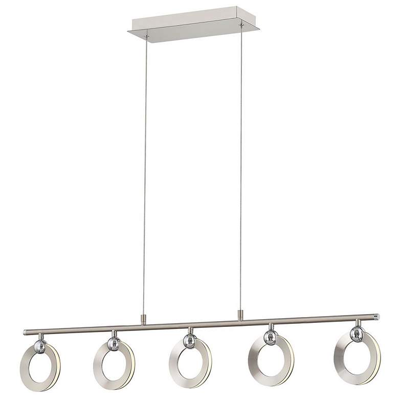 Image 1 Hermosa 43.5 inchW 5.Light Chrome Accented Brushed Nickel Linear LED Chand