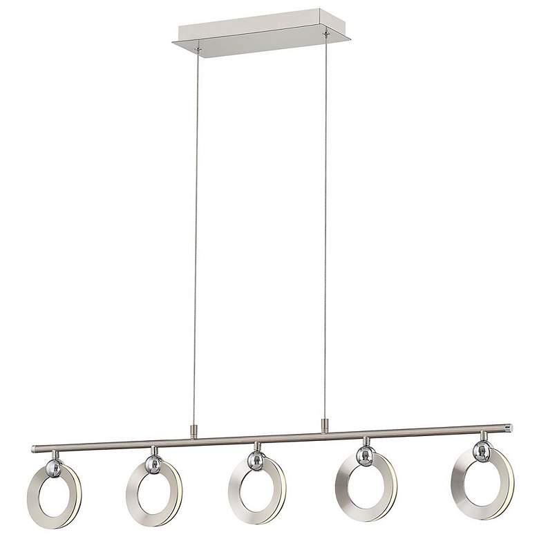 Image 1 Hermosa 43.5"W 5.Light Chrome Accented Brushed Nickel Linear LED Chand