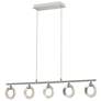 1_Hermosa 43.5"W 5.Light Chrome Accented Brushed Nickel Linear LED Chand