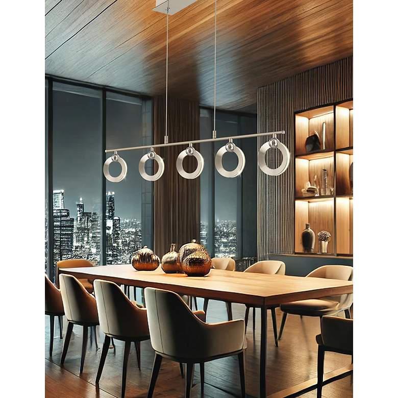 Image 3 Hermosa 43.5"W 5.Light Chrome Accented Brushed Nickel Linear LED Chand more views