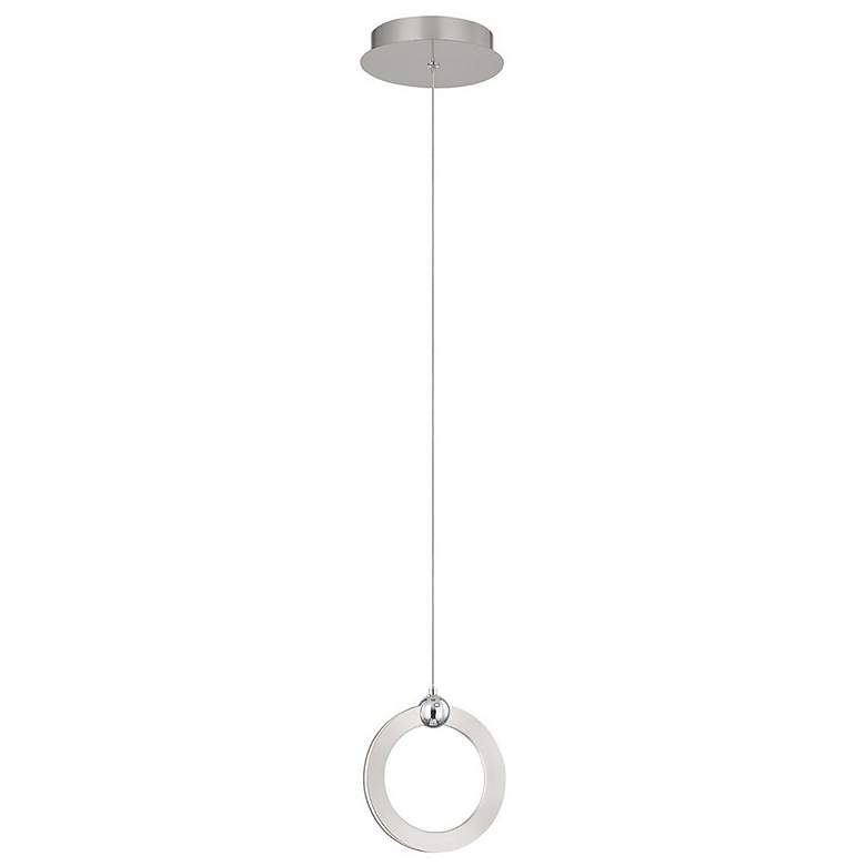 Image 1 Hermosa 6.75" Wide Brushed Nickel LED Mini-Pendant And Chrome Accents