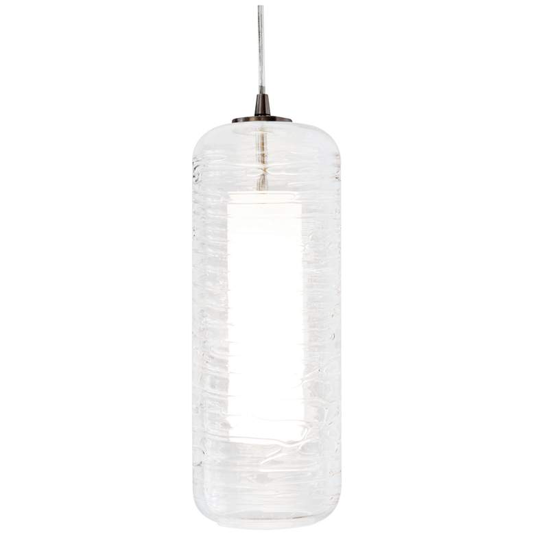 Image 1 Hermosa 6 inch LED Pendant - Satin Nickel Metal - Clear/White Shade - 3000