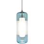 Hermosa 6" Wide Nickel Aqua Glass LED Mini Pendant Light