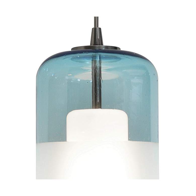 Image 2 Hermosa 6 inch Wide Nickel Aqua Glass LED Mini Pendant Light more views