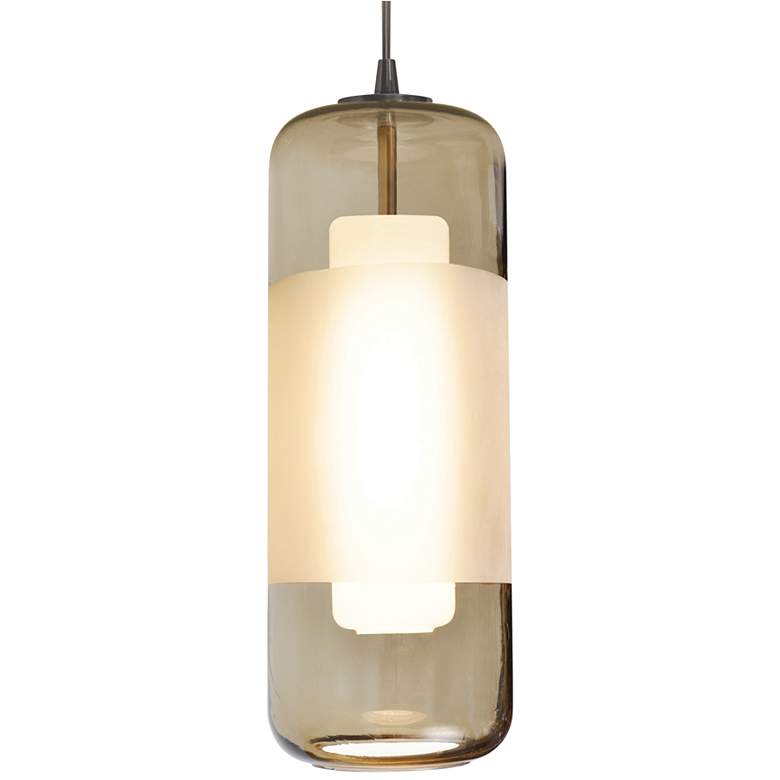 Image 1 Hermosa 6 inch Wide Nickel Brown Glass LED Mini Pendant Light