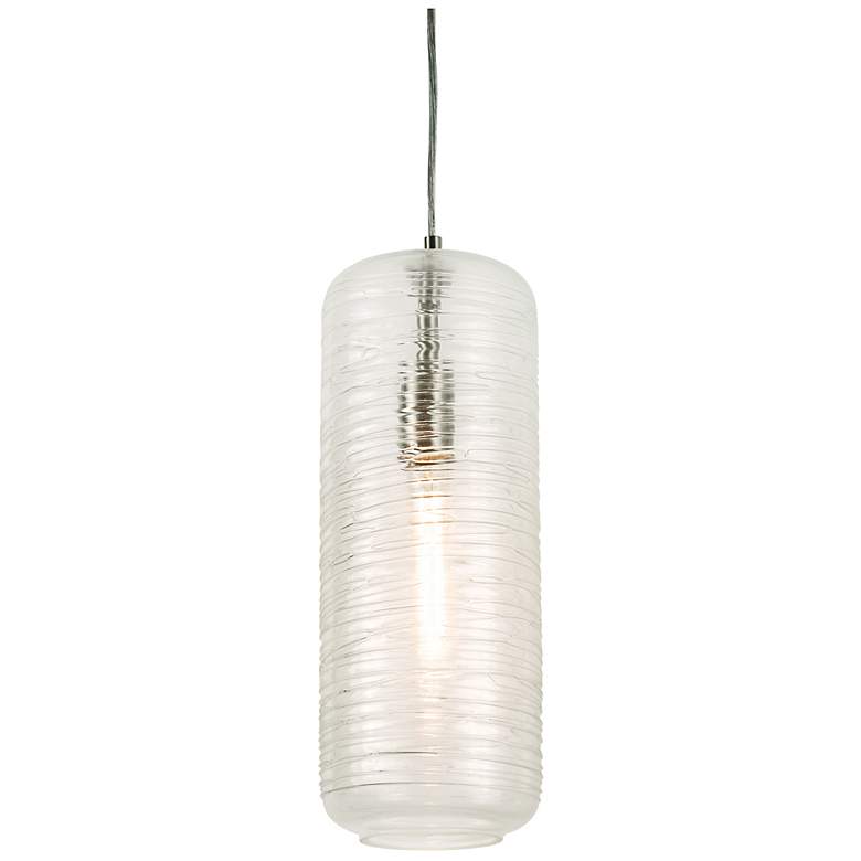Image 1 Hermosa 6" Wide Satin Nickel Mini Pendant with Swirl Glass
