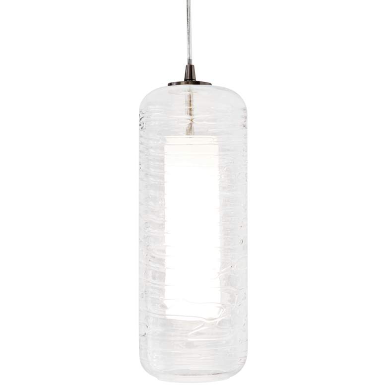 Image 1 Hermosa 6 inchW Nickel Clear Swirl Glass LED Mini Pendant Light