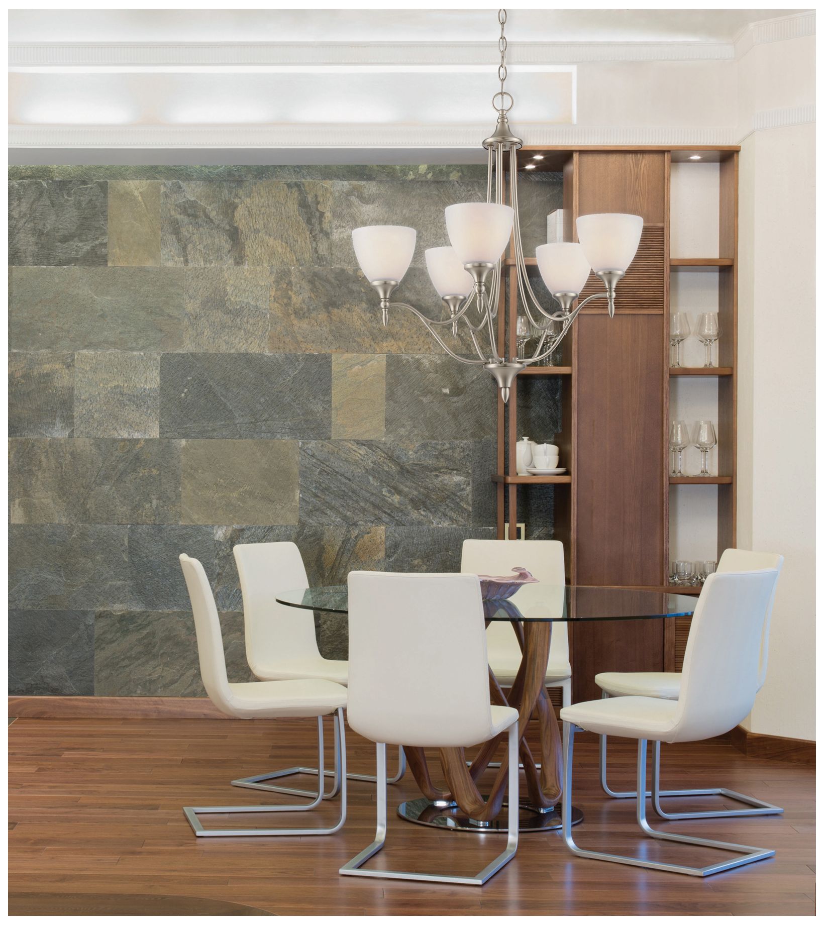 Herndon 5-Light Chandelier in Satin Nickel
