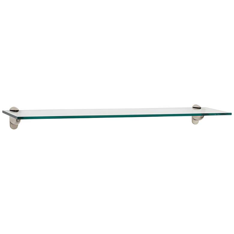 Image 1 Heron 4.75 inchx12 inch Brushed Steel Floating Glass Shelf