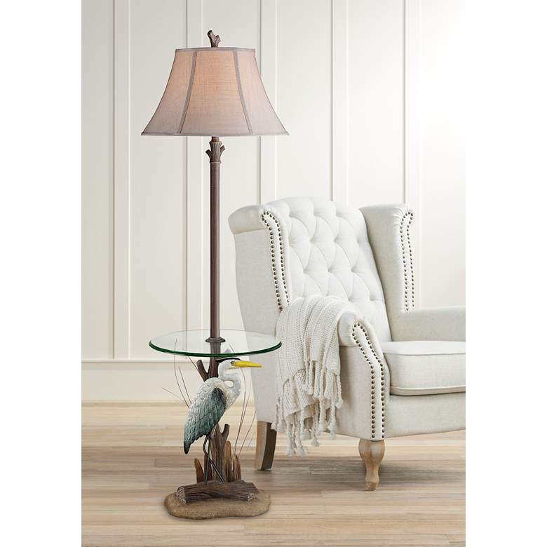 Image 1 Heron Antique Floor Lamp with Glass Tray
