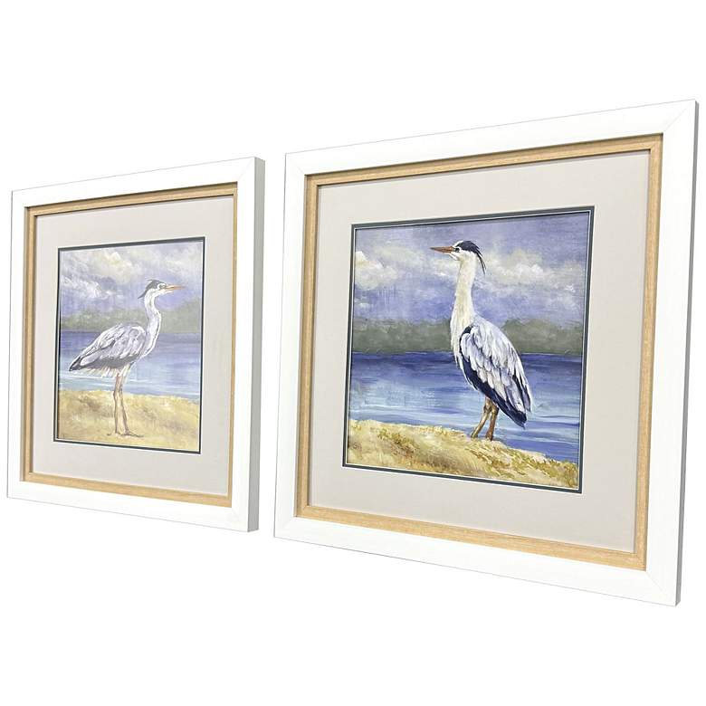 Image 2 Heron by the Sea 26"W x 26"H Coastal Framed Art Set of 2 more views