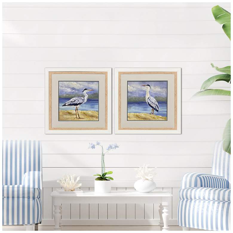 Image 4 Heron by the Sea 26"W x 26"H Coastal Framed Art Set of 2 more views