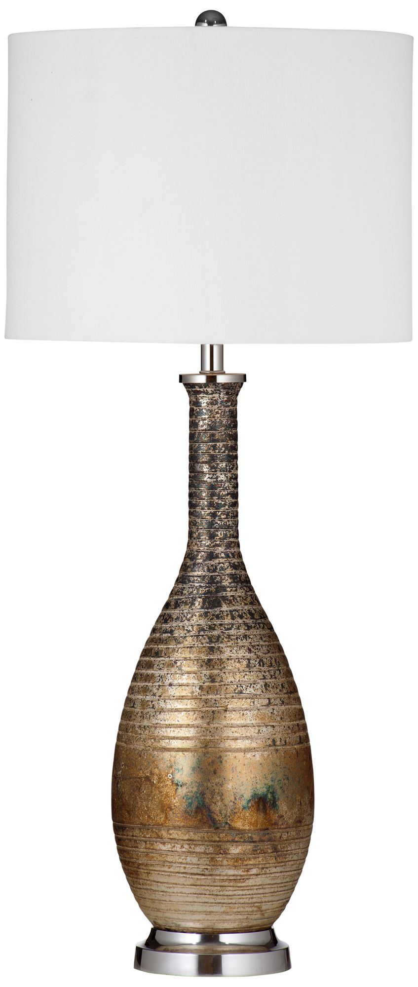 Heron Distressed Copper Glass Vase Table Lamp
