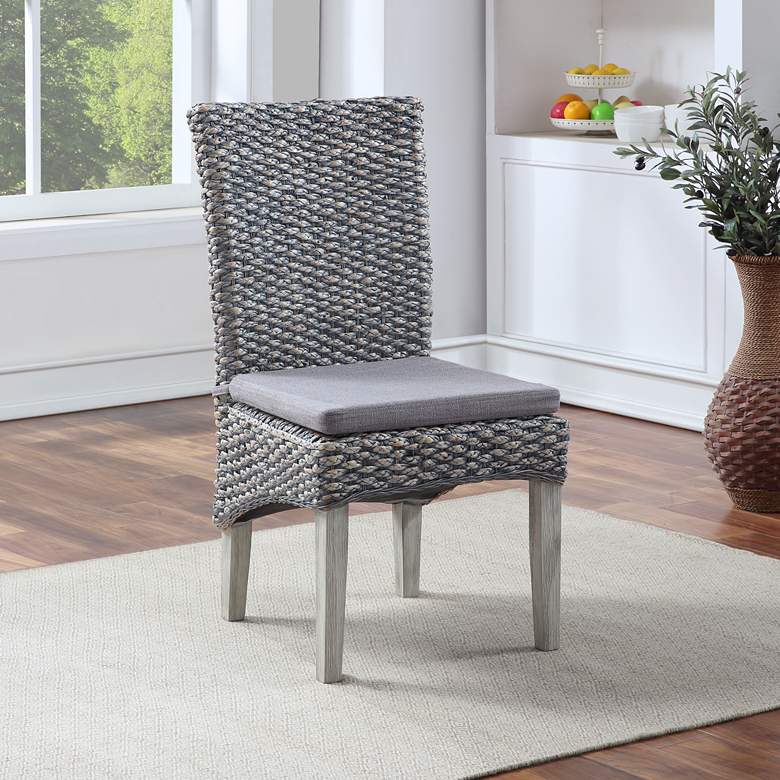 Image 1 Heron Gray Seagrass Armless Dining Chairs Set of 2