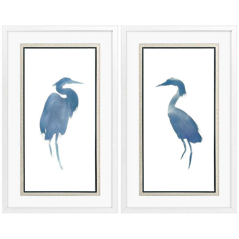 Image 1 Heron in Blue 19"W x 31"H Framed Wall Art Set of 2