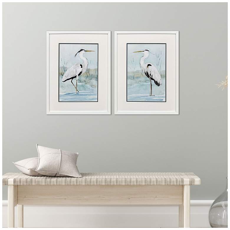 Image 4 Heron on Blue 19"W x 25"H Coastal Framed Art Set of 2 more views