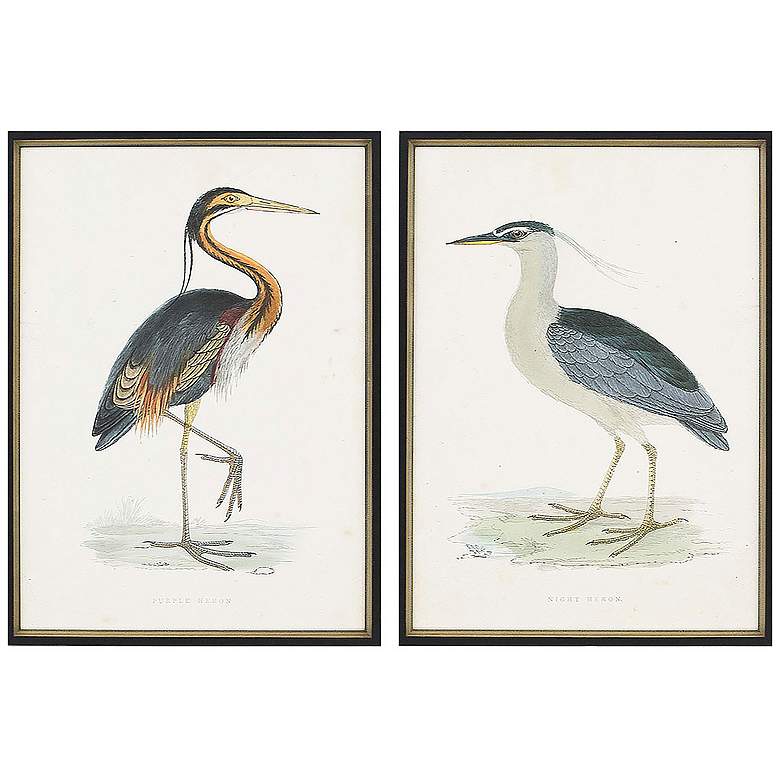 Image 1 Herons 21"W x 29"H Framed Art Set of 2