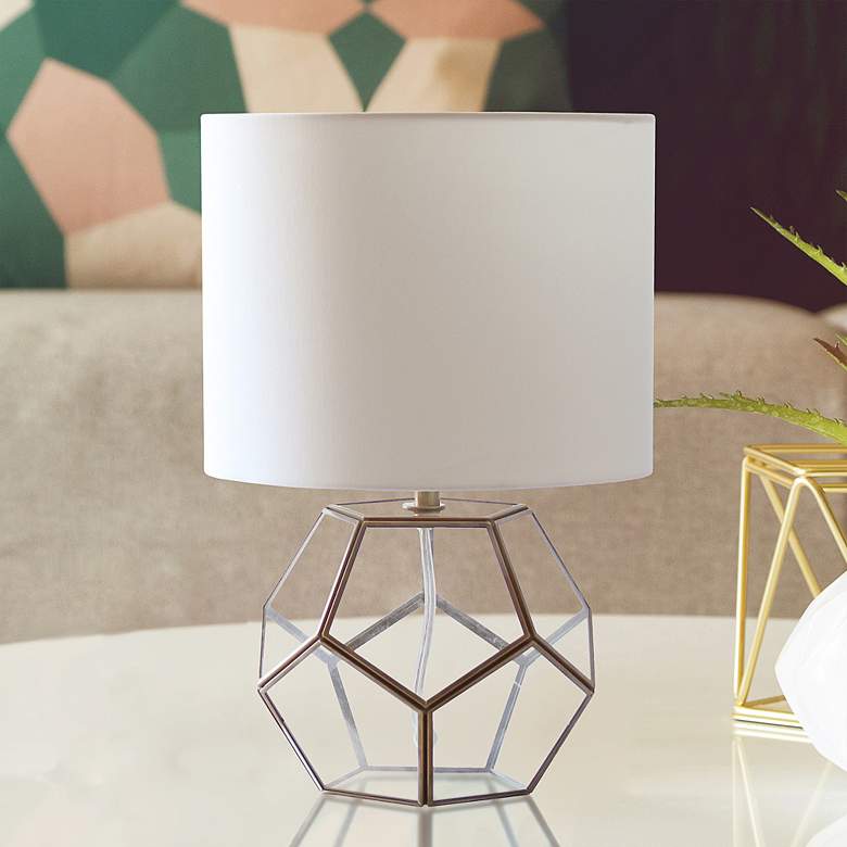 Image 1 Herra 15 1/2 inchH Clear Glass Brass Accent Octagonal Table Lamp