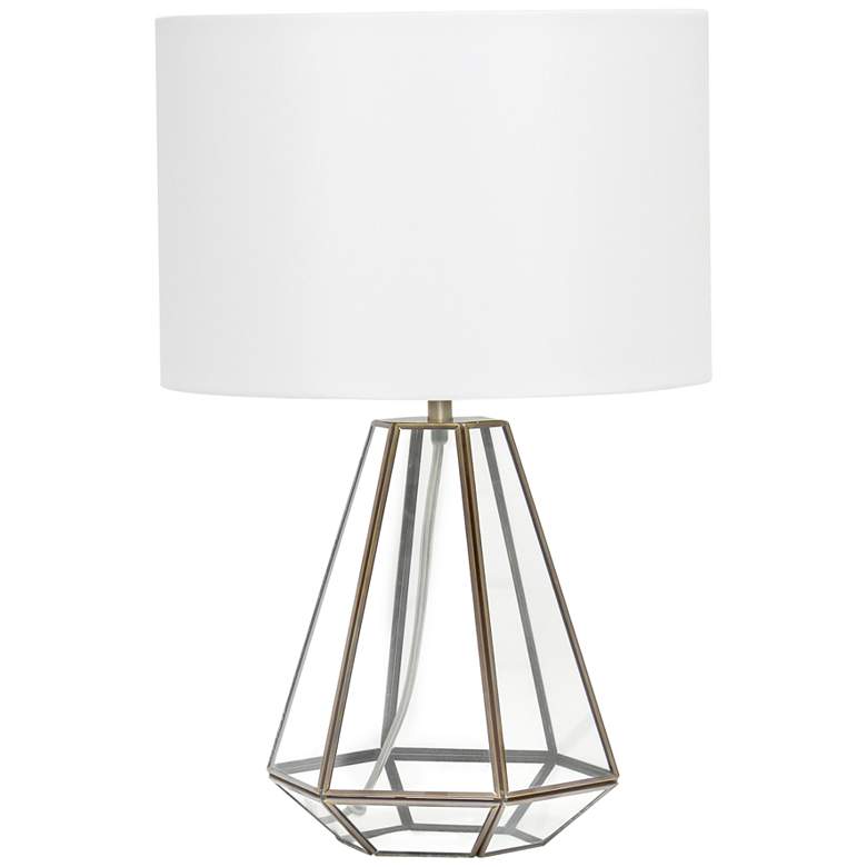 Image 2 Herra 18 1/4 inch High Clear Glass Brass Triagonal Table Lamp