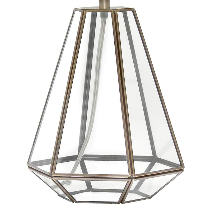 Image 4 Herra 18 1/4 inch High Clear Glass Brass Triagonal Table Lamp more views