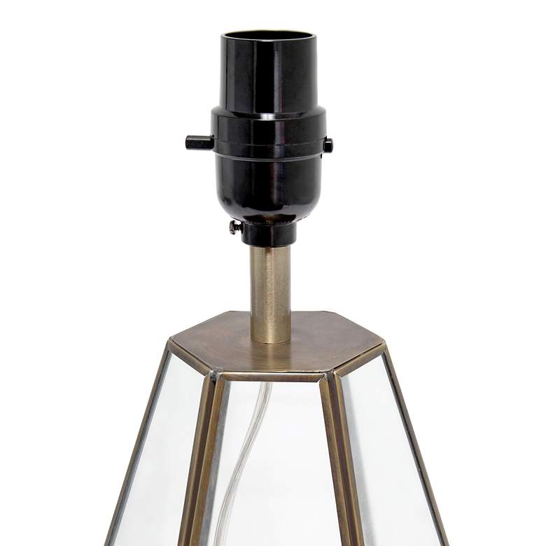 Image 6 Herra 18 1/4 inch High Clear Glass Brass Triagonal Table Lamp more views