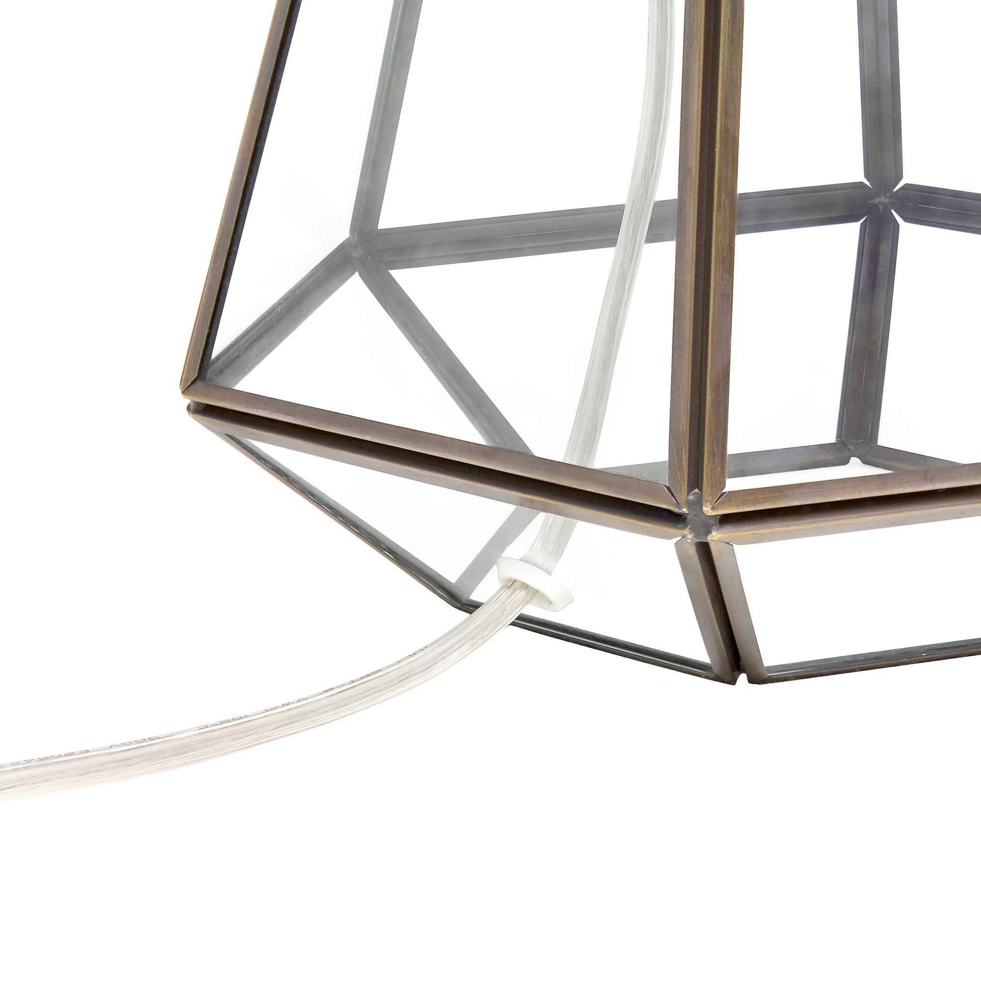 Herra 18 1/4" High Clear Glass Brass Triagonal Table Lamp