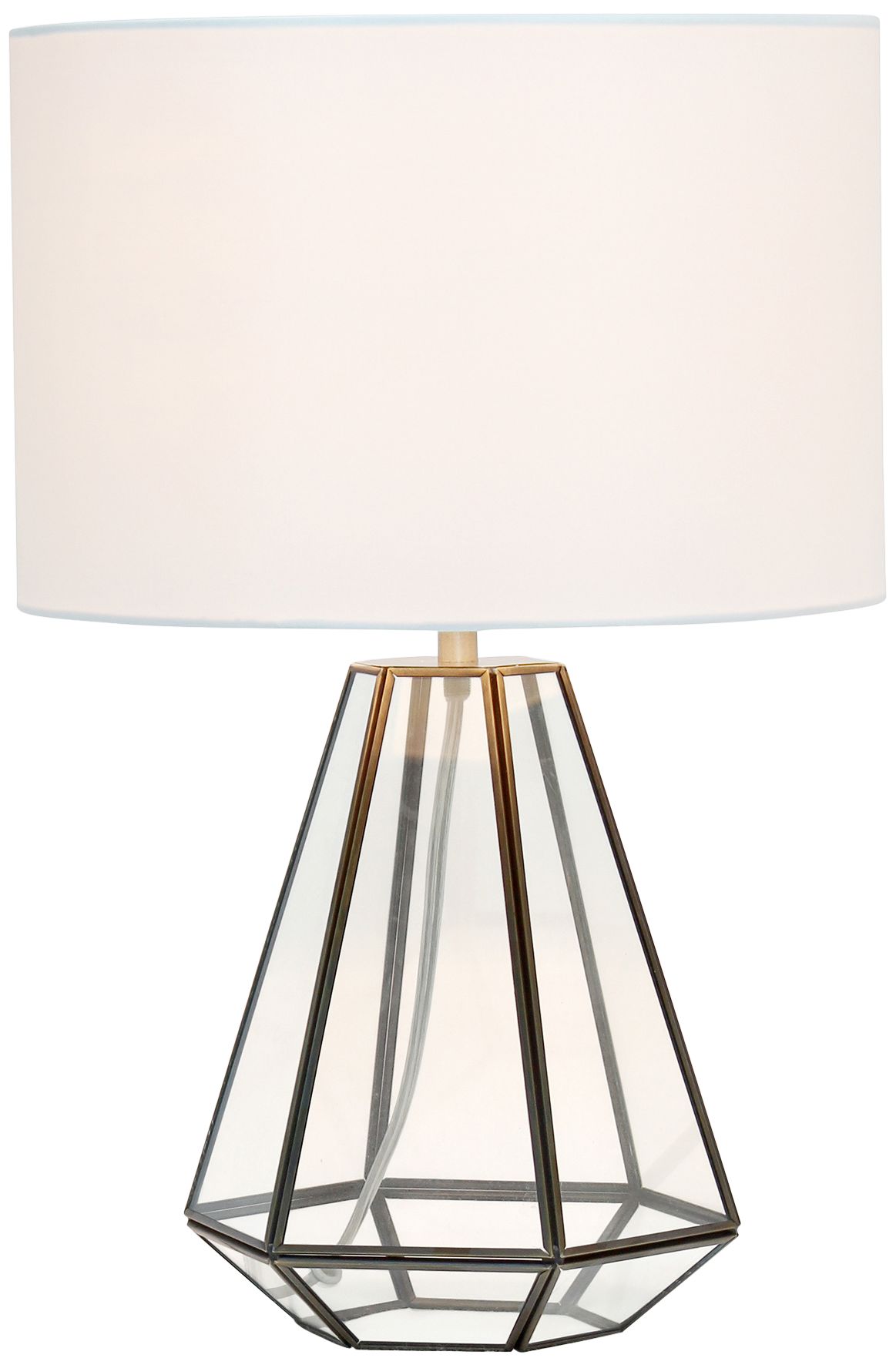 Herra 18 1/4" High Clear Glass Brass Triagonal Table Lamp