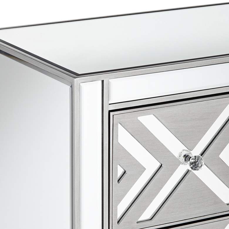Image 3 Herringbone 32" Wide 3-Drawer Gray Mirrored Accent Chest more views